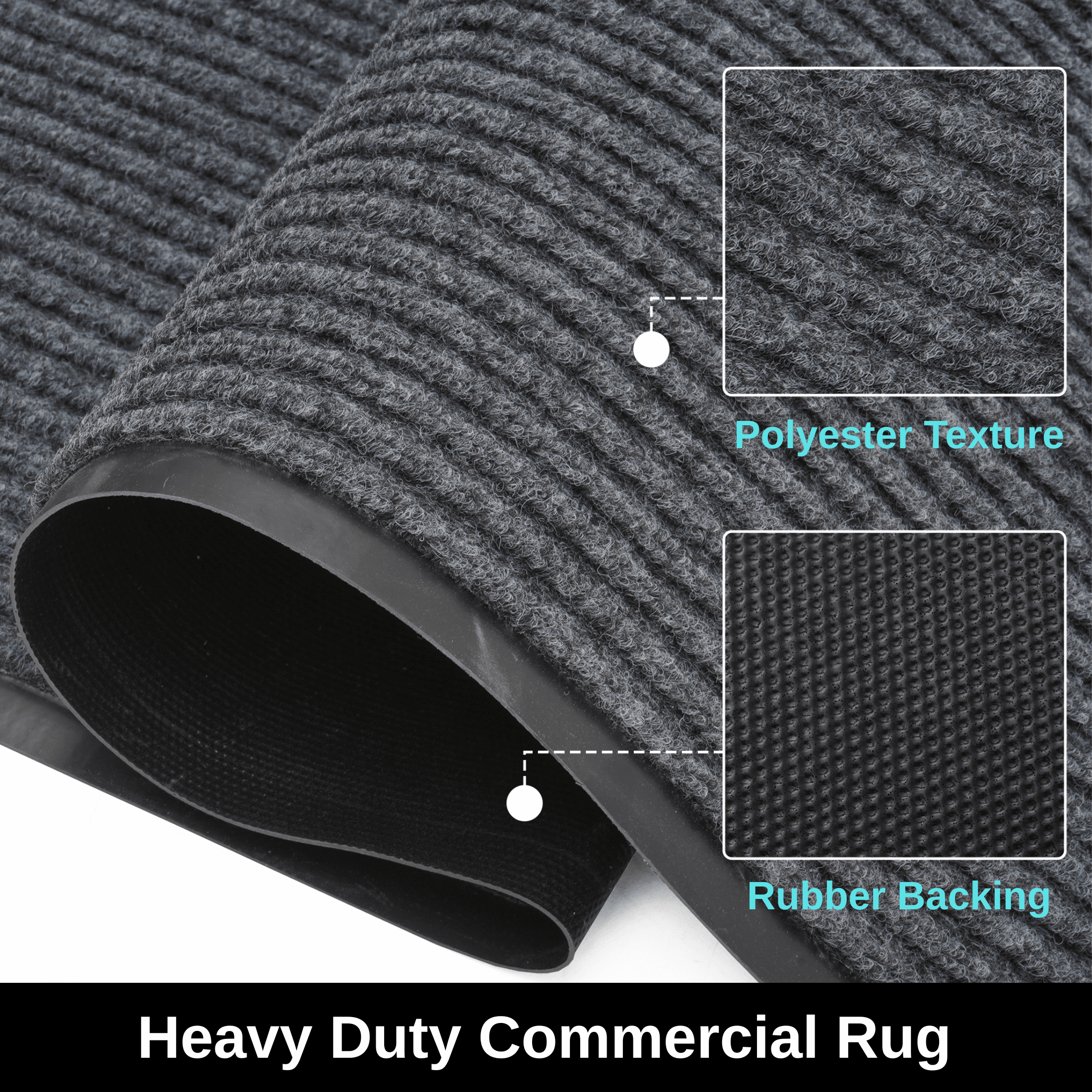 WANLISELL 3' x 5' Outdoor Mat, Non-Slip Water-Absorbent Large Doormat, Heavy Duty Entrance Mat for Home & Commercial Rug, Gray