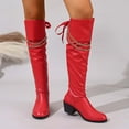 thumbnail image 2 of Women's Mid-Calf Boots Low Heel Round Toe Back Lacing for Fall and Winter Comfort and Style, 2 of 9
