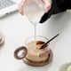thumbnail image 3 of Juego de Tazas de Café, de Té de Vidrio con Cuchara, Posavasos de Madera, de Té con Leche Sencilla para el Hogar, de Agua de Vidrio, 3 of 5