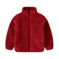 thumbnail image 5 of NAISIBABY Girls Fleece Jacket with Pockets(1-11T), Long Sleeve Warm Stand Collar Full Zipper Winter Fuzzy Outerwear Red 6T, 5 of 9