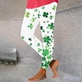 thumbnail image 2 of lcziwo Lightning Prime Today, St Patricks Day Leggings for Women High Waisted Tummy Control Workout Leggings Novelty Shamrock Leaves Print Irish Green Soft Yoga Pants Multicolor L, 2 of 7