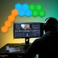 thumbnail image 3 of Luces hexagonales, luces LED de pared inteligentes con control remoto, paneles de pared RGB modulares táctiles de 13 colores, luz hexagonal con alimentación USB para autismo, decoración de salas de, 3 of 4