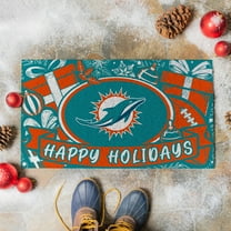 Miami Dolphins 28" x 16" Happy Holidays Christmas Turf Door Mat