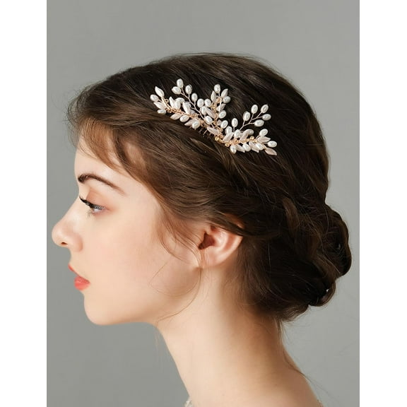 Pearl Bride Wedding Hair Comb Bridal Pearl Hair Piece Bridal Leaf Pearl Hair Comb Vintage Leaf Headpiece Hair Accessories for Women