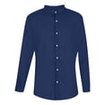 thumbnail image 3 of VANLOFE Long Sleeve Shirts Fashion Man Button V-Neck Long Sleeve T-Shirt Autumn Solid Loose Blouse Tops Navy Long Sleeve V-Neck Blouses & Shirts, 3 of 6