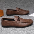 thumbnail image 5 of Mens Slip on Loafers Comfortable Boat Shoes Casual Walking Sneakers Metal Decor Business Work Lightweight Soft Sole Oxfords Brown Size 9, 5 of 6