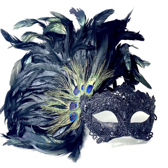 Women Lady Girls Costume Venetian Feather Mask Masquerade Mask Halloween Mardi Gras Cosplay Wedding Party For Adult