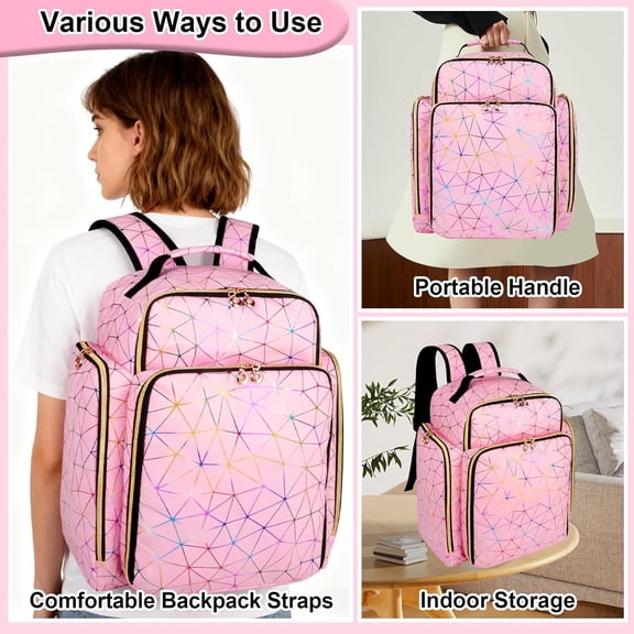 Nail Polish Organizer Backpack Holds 126 Bottles& Nail Lamp, Extra Large Nail Kit Supplies Organizer Bag with 3 Removable Cases, Portable Nail Organizers and Storage for Trave