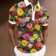 thumbnail image 3 of Camisas De Vestir Para Hombre Manga Corta Camisa de manga corta con cremallera de solapa con impresión digital 3D para hombre Chaqueta de camisa de moda informal (Yellow, M), 3 of 4