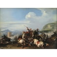 thumbnail image 2 of Jacques Courtois 14x11 Black Ornate Wood Framed Double Matted Museum Art Print Titled: Battle Scene with Turkish Cavalry (1636 - 1675), 2 of 5