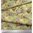 thumbnail image 3 of Soimoi Green Rayon Fabric Crab,Shell & Coral Ocean Print Sewing Fabric Yard 42 Inch Wide, 3 of 3