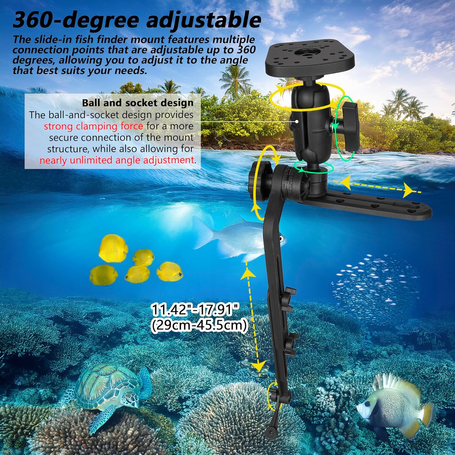 VINmounts Kayak Fish Finder Mount with Transducer Mounting Arm, Compatible with Garmin Striker 4, Lowrance Fish Finders,with Kayak Track