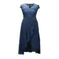 thumbnail image 4 of Women Lace Cap Sleeve Dress Casual Ruffle High Low Party A-Line Dress, 4 of 7