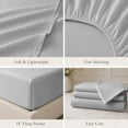 thumbnail image 3 of Beartech Polyester Bed Sheets Set 4 Piece Queen/Full Size Sheet Set, Soft & Lightweight And Breathable Bedding Set, Fitted Sheet, Flat Sheet & 2 Pillowcases-Light Gray, 3 of 11