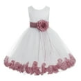 thumbnail image 2 of Ekidsbridal Satin Floral Petals Rose Tulle White Flower Girl Dress Formal Evening Gown Pretty Princess Wedding Photoshoot Ballroom 007 16, 2 of 3
