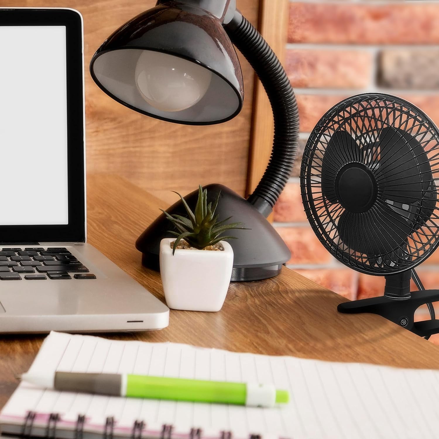 Joey'z 6-Inch Mini Clip-On Desk Fan, 2-Speed Whisper Quiet Motor, Adjustable Tilt, 360° Rotating Stand, Break-Resistant ABS Blades, White, 2 Pack