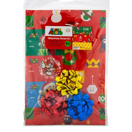 Super Mario Bros. 9-Piece Holiday Wrapping Paper Kit