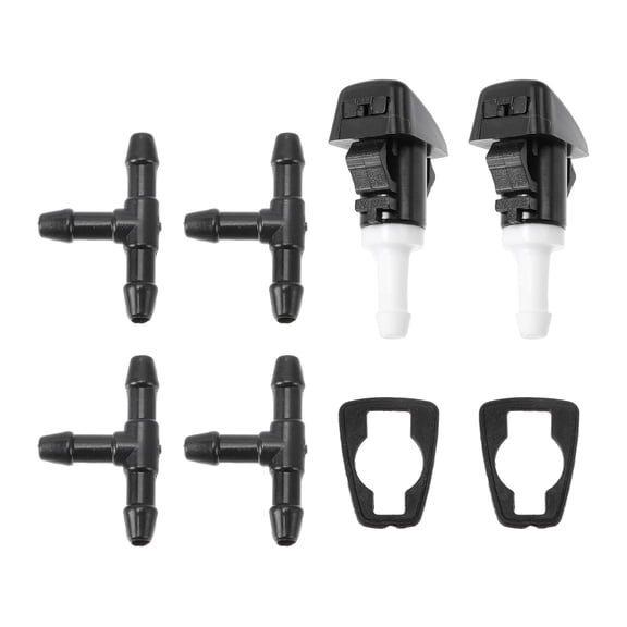 Unique Bargains Windshield Washer Nozzle Kit for Dodge for Ram 09-10 Windshield Spray Nozzles Wiper Spray Washer Jet No.5116079AA 2 Pcs Gaskets 4 Pcs T Hose Connector