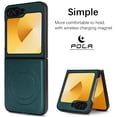 thumbnail image 2 of Magnetic for Samsung Galaxy Z Flip 6 PU Leather Case, [Compatible with Mag-Safe] PU Leather Hard PC Shell Slim Durable Shockproof Protective Phone Case Cover for Samsung Galaxy Z Flip 6, Green, 2 of 12