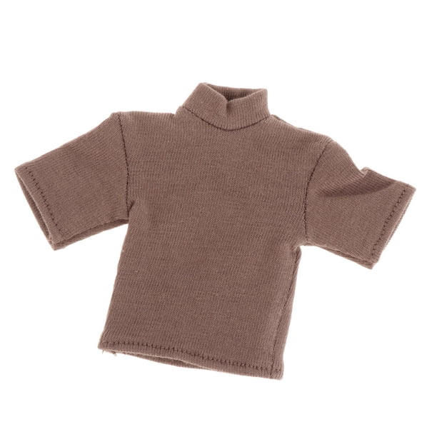 Camiseta de Muñeca CUTICAT 1:12 Trajes en Miniatura de Manga Corta para Muñecas de 6 Pulgadas Marrón
