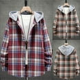 thumbnail image 2 of YAYUBA Men's Hooded Flannel Shirt Jacket - Soft Brushed Plaid, Lightweight Long Sleeve Button Down for Work Fall Layering, 2 of 8