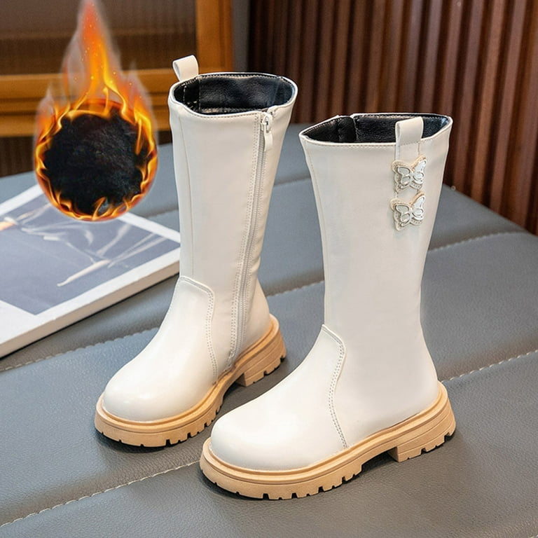Baycosin Boys Girls Glitter Ankle Boots Lace Up Waterproof Boot With Side Zipper Size 10.5 13.5 White Black Walmart
