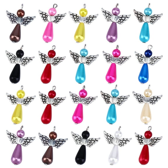 OULII 20Pcs DIY Crafting Alloy Jewelry Pendant Assorted Color Angel Wings for Wedding and Keepsake