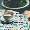 thumbnail image 2 of Ambesonne Numbers Pattern Fitted Round Tablecloth, Math Themed Design, 56"- 60" Diameter, Blue Yellow and White, 2 of 5