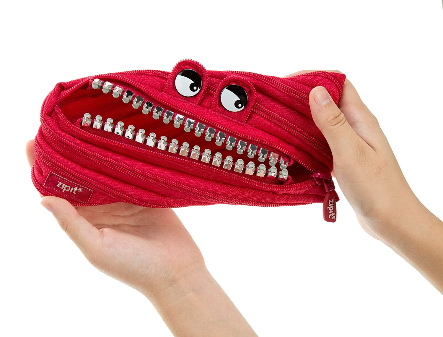 ZIPIT Grillz Pencil Case for Kids, Cute Pencil Pouch for Boys & Girls (Red)