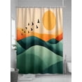 thumbnail image 5 of Boanket Polyester Fabric Green Orange Mountain Shower Curtain, Sunset Birds Abstract Art Waterproof Bathtub Curtain Bathroom Decor Set with Hooks 72 x 96 Inches,, 5 of 6