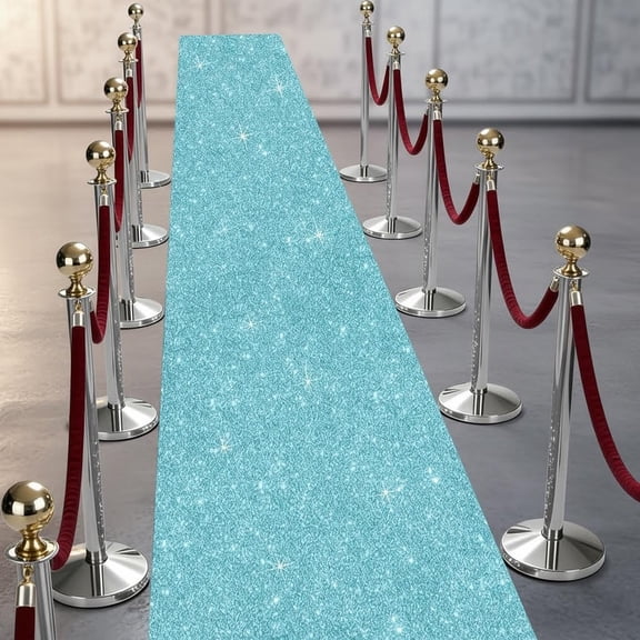 Glitter Carpet Runner – Premium Non-Woven Sparkle Rug for Weddings, Movie Theme Parties & Events | Aisle Runner for Grand Entrances & Red Carpet Vibes (Glitter Blue)