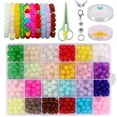 thumbnail image 3 of 704Pcs Glass Beads Bracelets Kit 8mm 24 Color Small Craft Beads  Glass Beads with Elastic String Bracelet Making Kit Crackle Glass Beads for DIY Bracelets Necklaces Double Color, 3 of 10