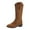 Brown, variant on Rokment Women's Vintage Studded Wide Calf Cowboy Boots Retro Suede Pointed Toe Chunky Low Heel Western Cowgirl Riding Tall Dress Boots for Women Black Size 6