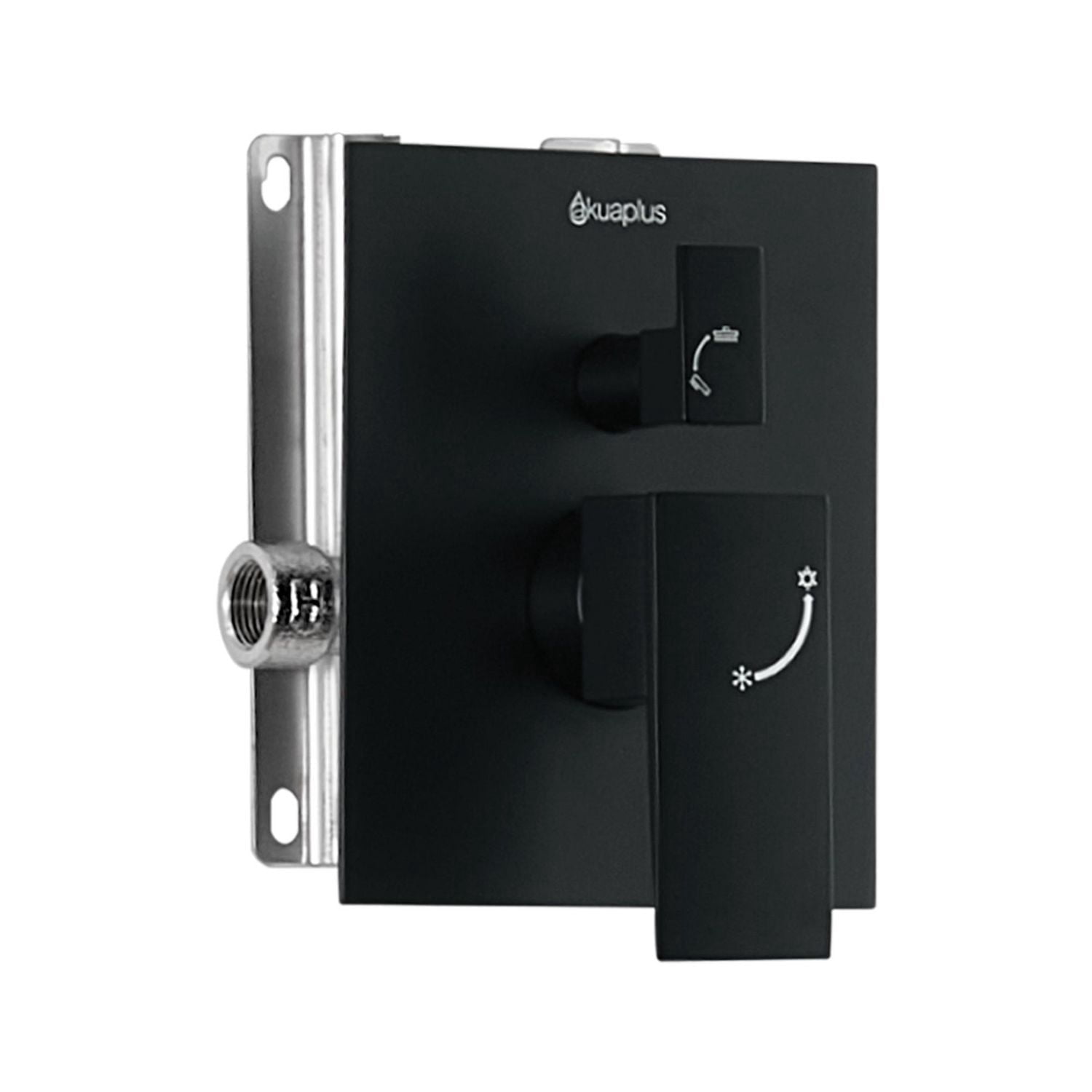 Robinet de bain-douche noir à pression équilibrée/inverseur 3 voie carré akuaplus(MD), douche à main aimantée 3 réglages avec pommeau et bec de bain