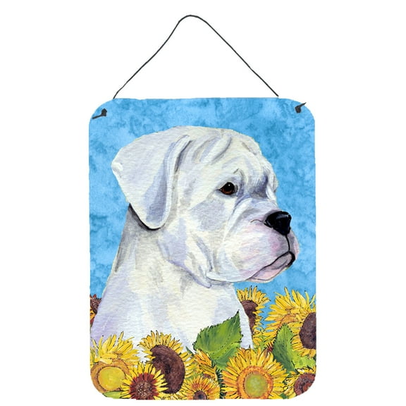 Carolines Treasures SS4142DS1216 Boxer in Summer Flowers Wall or Door Hanging Prints 12WX16H multicolor