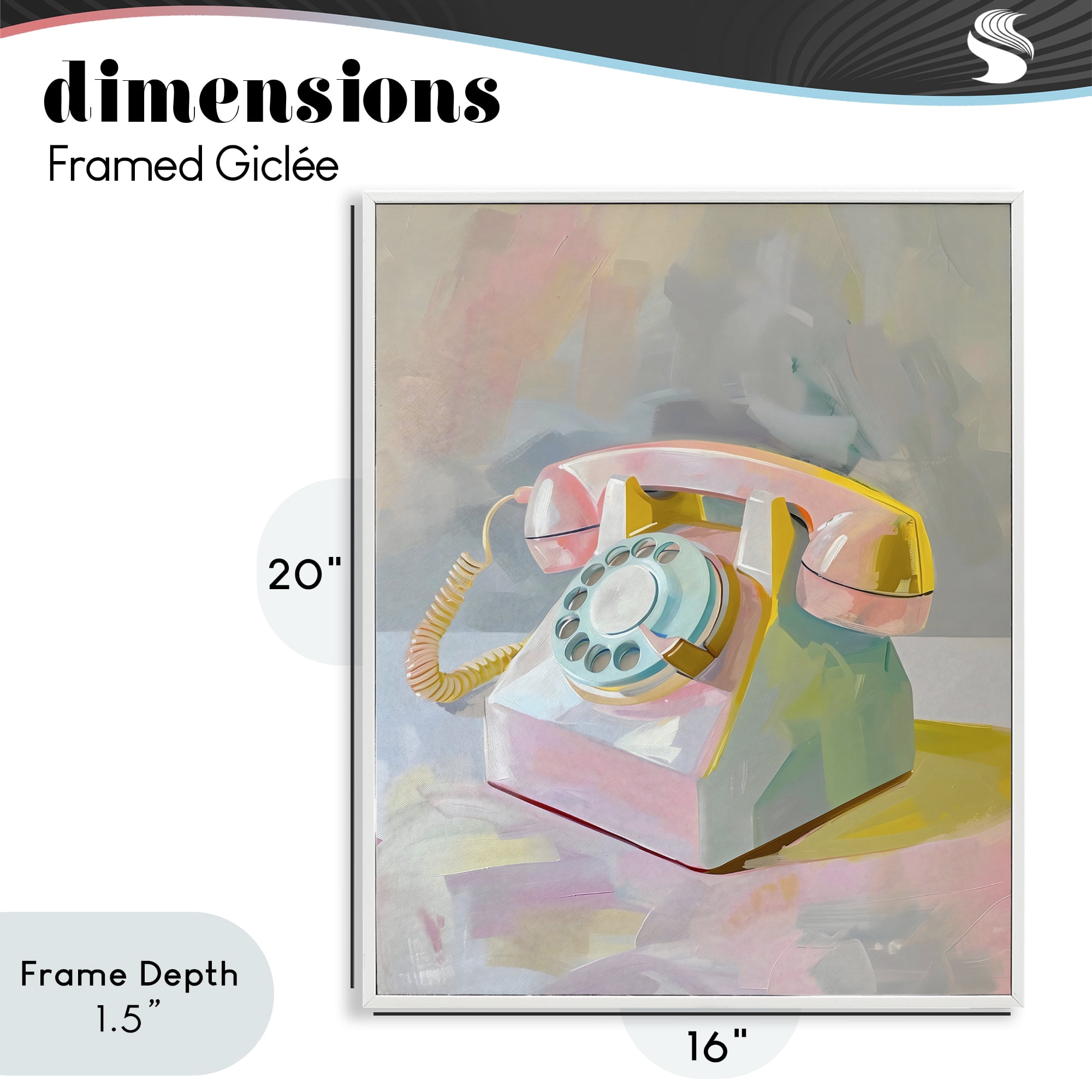 Stupell Industries Retro Telephone in Pastels White Framed Giclee Art, design by The Prints Vibe
