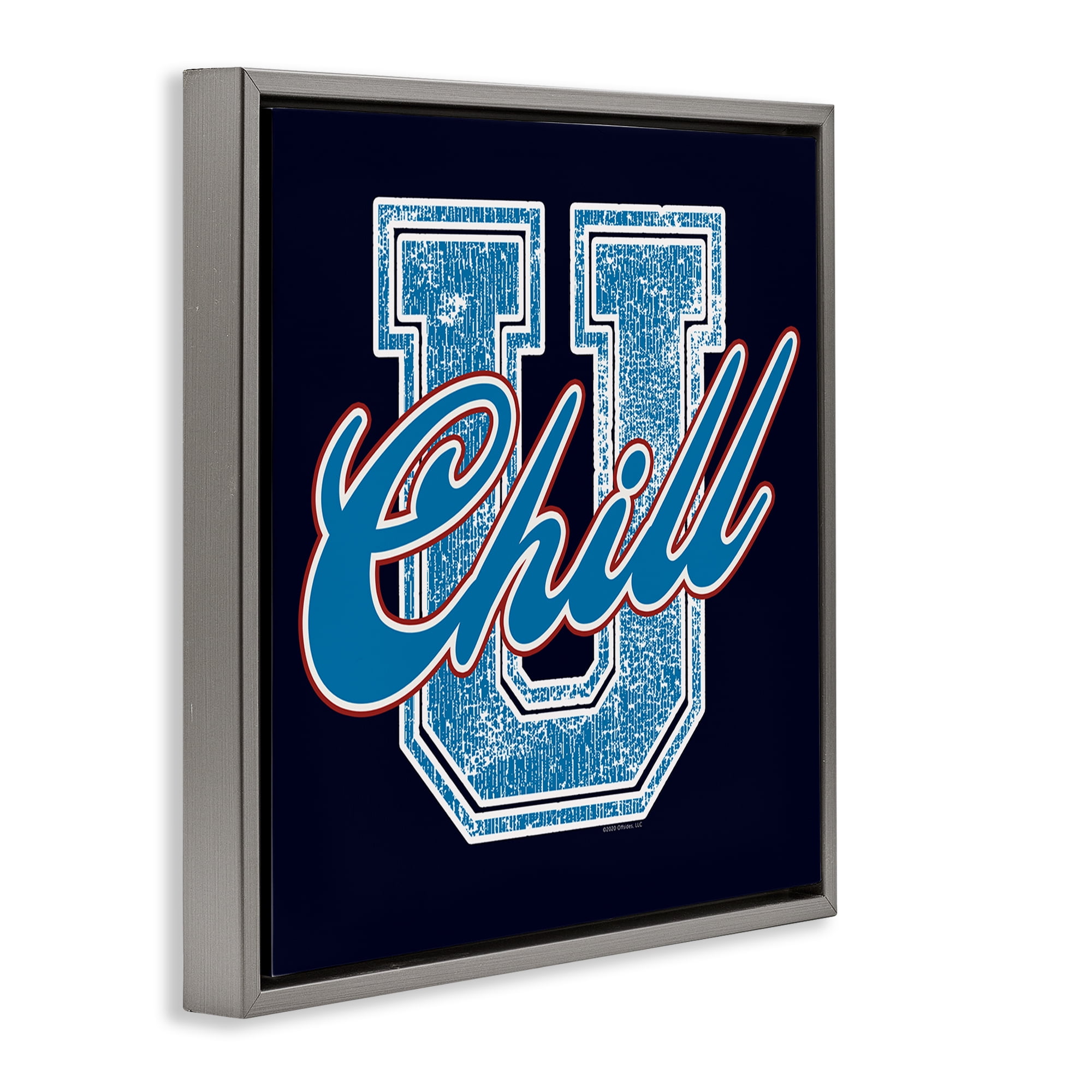 Stupell Industries Chill U Varsity Style Text & Numbers Painting Gray Floater Framed Canvas Art Print Wall Art, 25 x 25