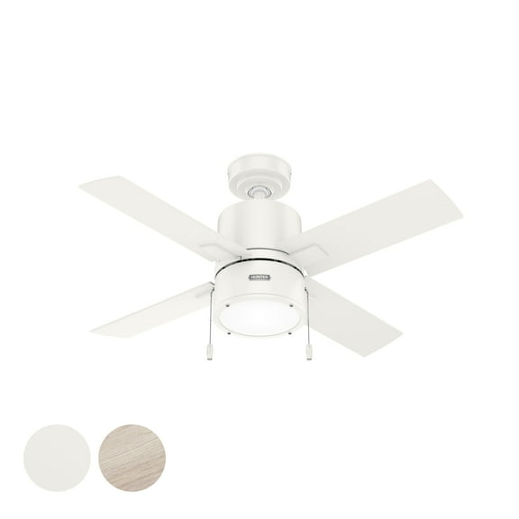 Restored Hunter Fan 42 Inch Casual Fresh White Finish Indoor Ceiling Fan With LED Light Kit and Pull Chain (Refurbished)