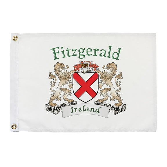 Fitzgerald Irish Coat of Arms Small White Flag - 16"x10.5" inches