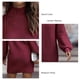 thumbnail image 5 of Vestido suéter ajustado Manga larga linterna Cuello alto Color puro Mini vestido suéter acanalado para mujer Rojo vino S, 5 of 6