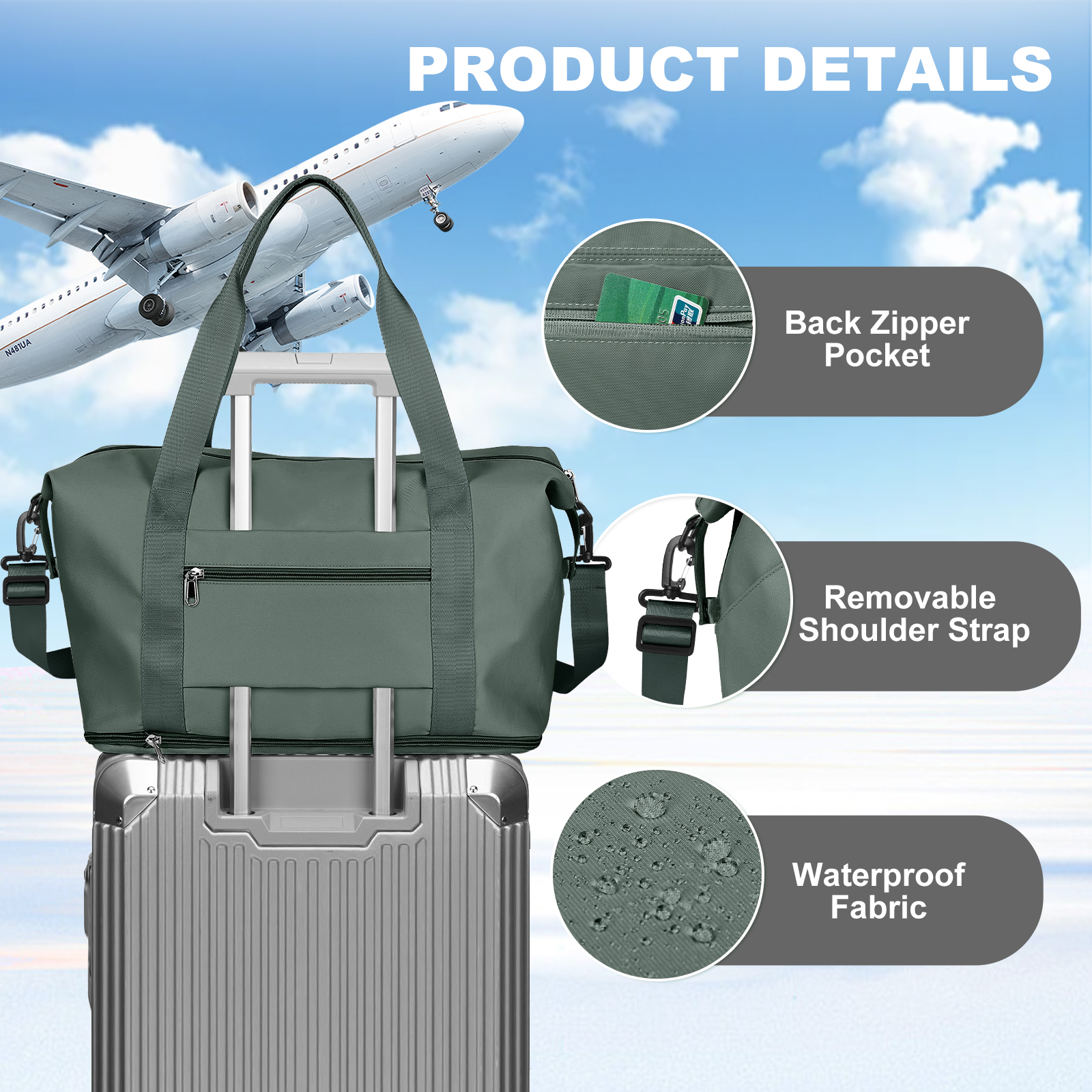 SYCNB Waterproof Travel Duffel Weekender Carry-On Bag photo 6