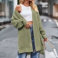thumbnail image 2 of AherBiu Cardigan Sweaters for Women Ribble Knitted Mid-Long Split Fall Winter Women's Clothes, 2 of 6