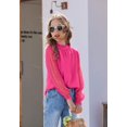 thumbnail image 3 of Arshiner Girls Mesh Long Sleeve Shirts Chiffon Blouses Casual Tops Black 11-12 Years 130 Rose red, 3 of 4