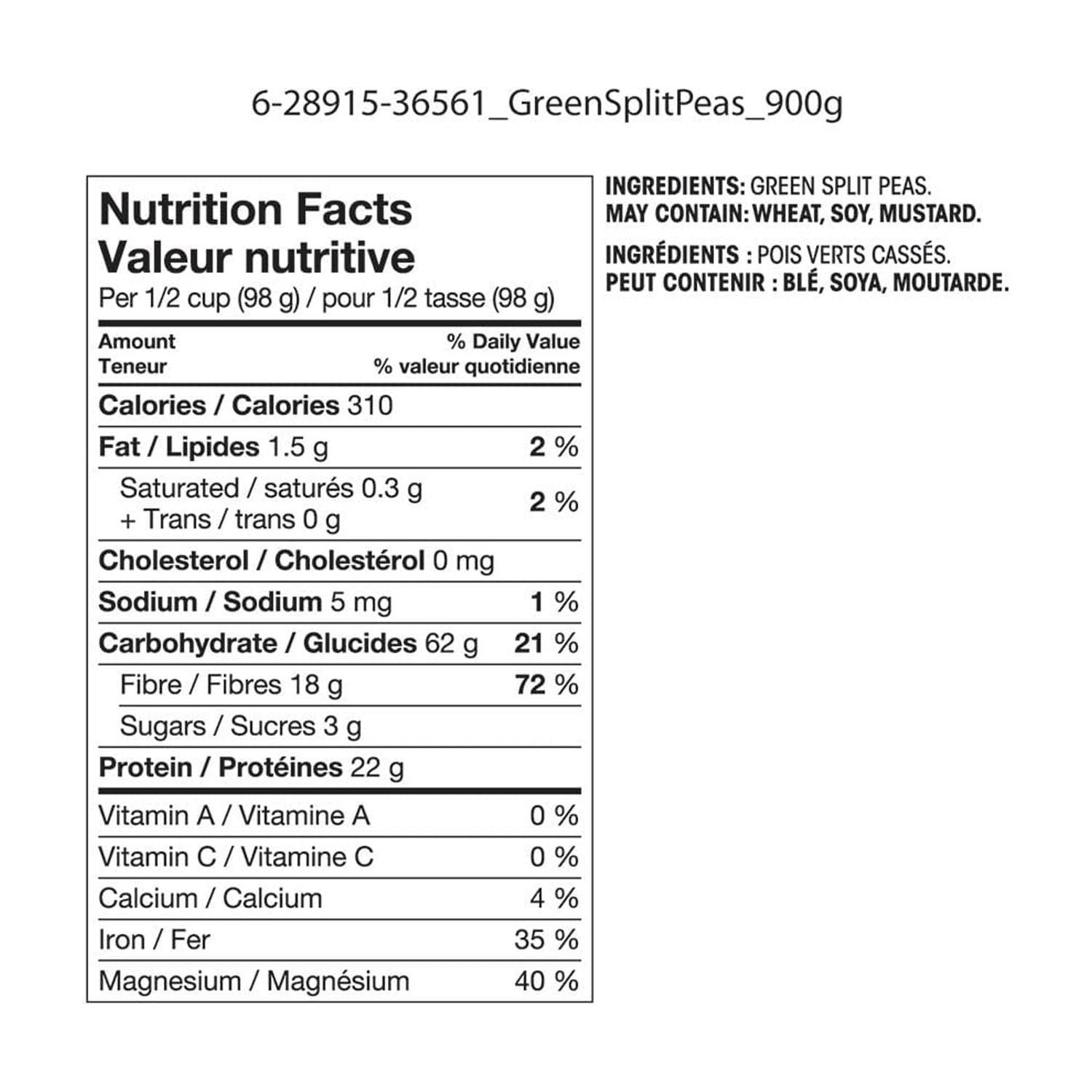 Great Value Green Split Peas