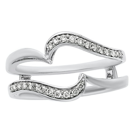 White Natural Diamond Wave Solitaire Enhancer Ring in 14k White Gold (0.17 Cttw)