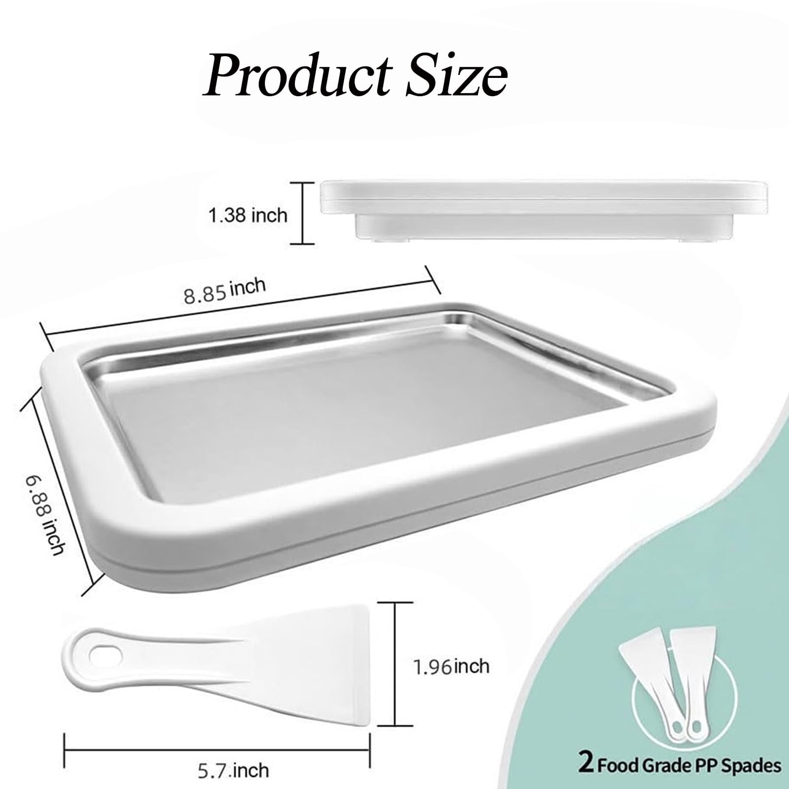 At Home Rolled Ice Cream Maker Kit, At Home Rolled Ice Cream Kit, Instant Ice Cream Roller Maker Tray with 2 Spatulas, Portable Rolled Ice Cream Maker