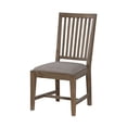 thumbnail image 3 of Wooden Chair with Fabric Upholstered Seat and Slat Style Back Set of 2 Oak Brown and Gray - Saltoro Sherpi, 3 of 5
