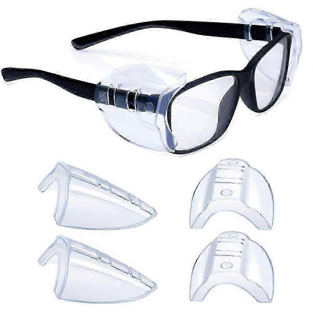 Safety Glasses Side Shields for Eye Glasses, Slip on Clear Eye Glasses Side Shields, Fits Small to Large Eyeglasses