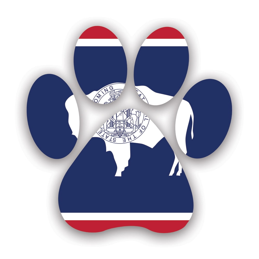 Wyoming State Paw Print Shaped Sticker Decal Self Adhesive Vinyl