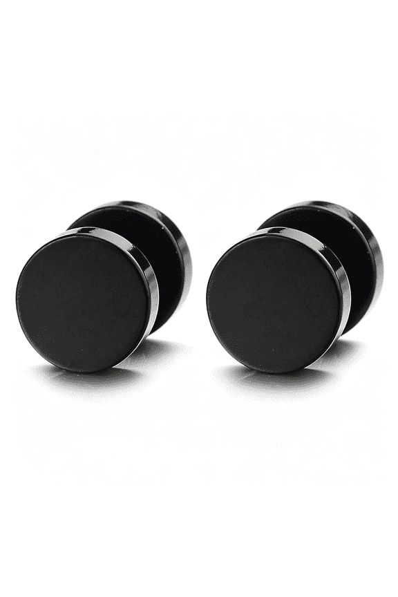 Screw Stud Earrings Men,Stainless Steel Cheater Fake Ear Plugs Gauges Illusion Tunnel